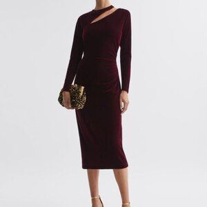 Reiss MACEY
VELVET CUT-OUT MIDI DRESS IN BERRY